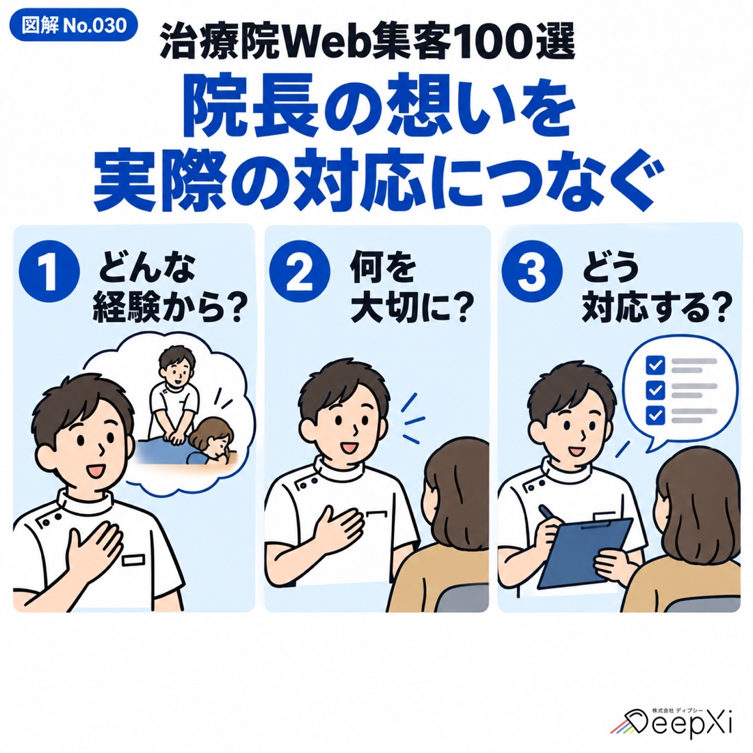 院長の想いを 実際の対応につなぐ。どんな経験から？、何を大切に？、どう対応する？