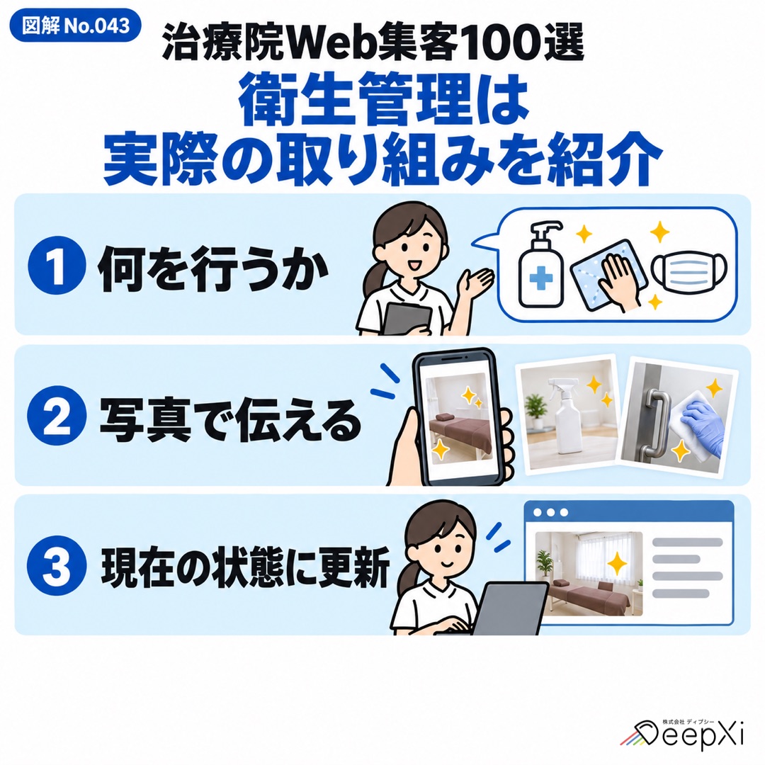 衛生管理は 実際の取り組みを紹介。何を行うか、写真で伝える、現在の状態に更新