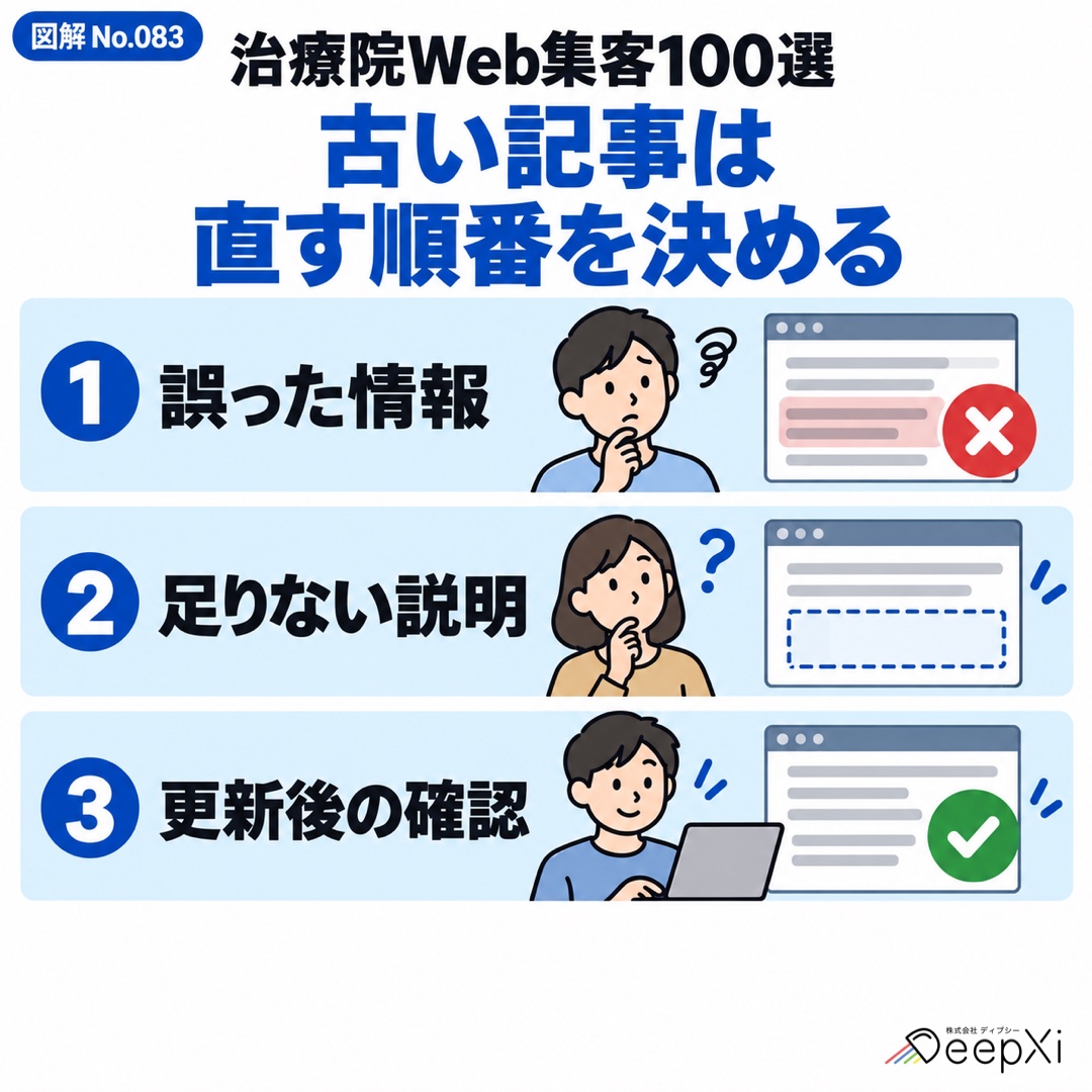 古い記事は 直す順番を決める。誤った情報、足りない説明、更新後の確認