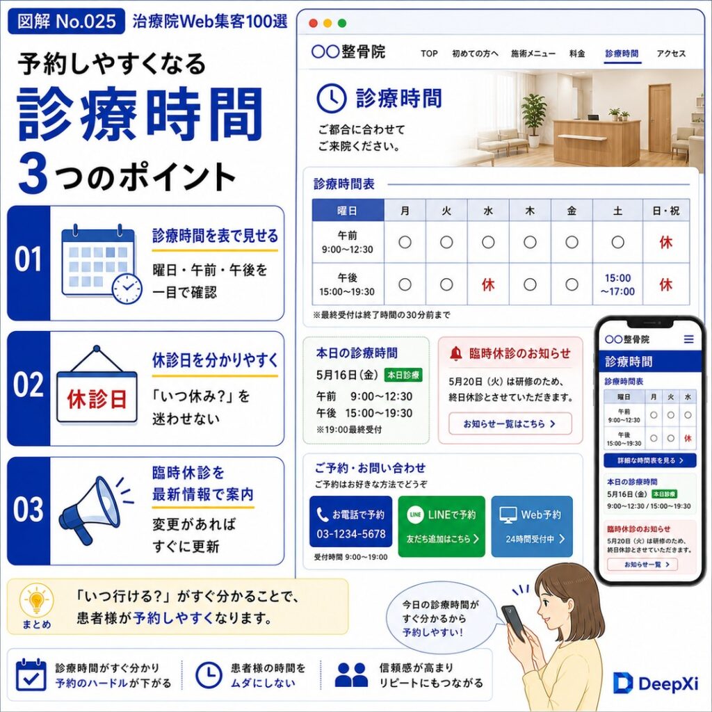 予約しやすい診療時間ページの作り方
