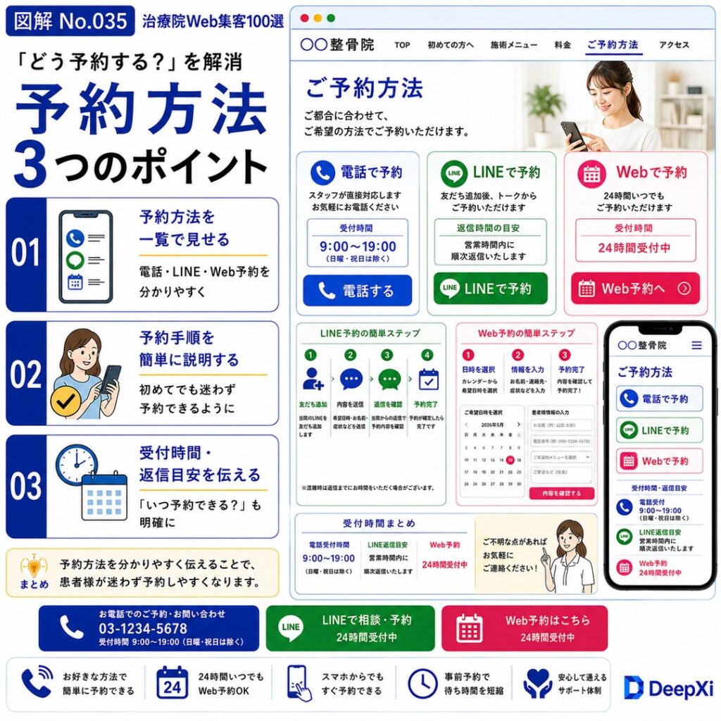 迷わず予約できる「予約方法」の伝え方