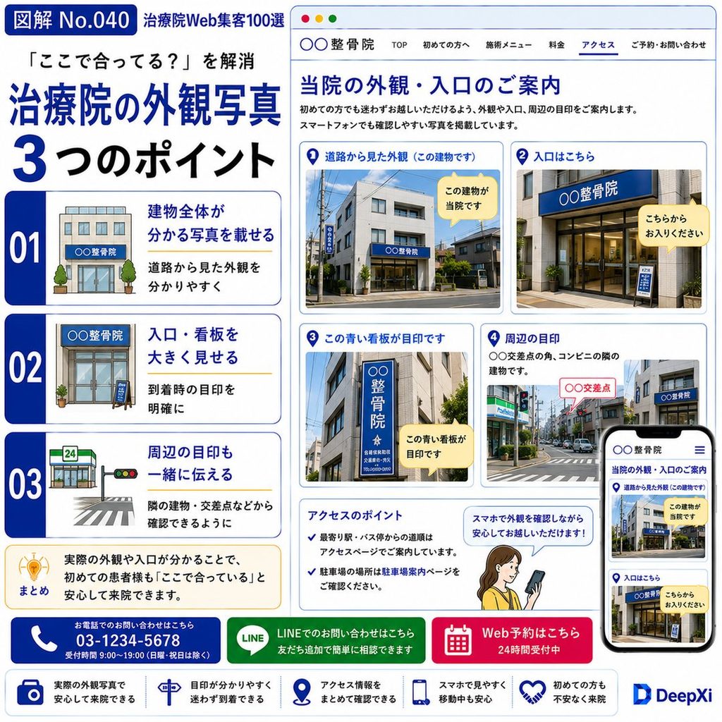 初めてでも見つけやすい「治療院の外観写真」の見せ方